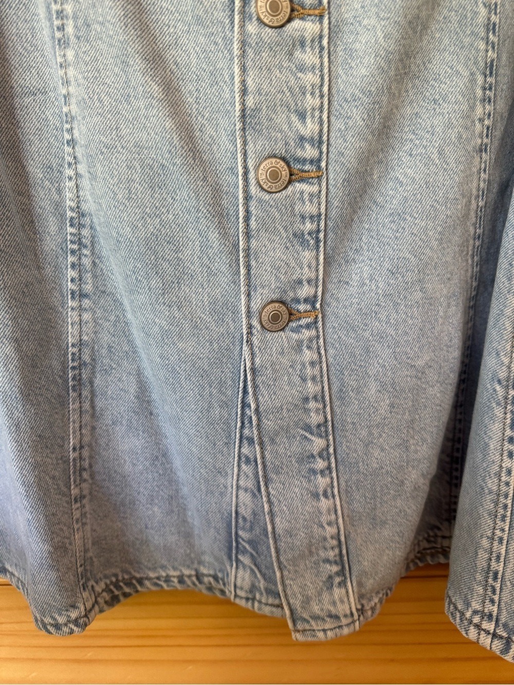 Terra & Sky Faded Blue Button-Front Denim Midi Skirt Plus size 22W - Picture 5 of 14